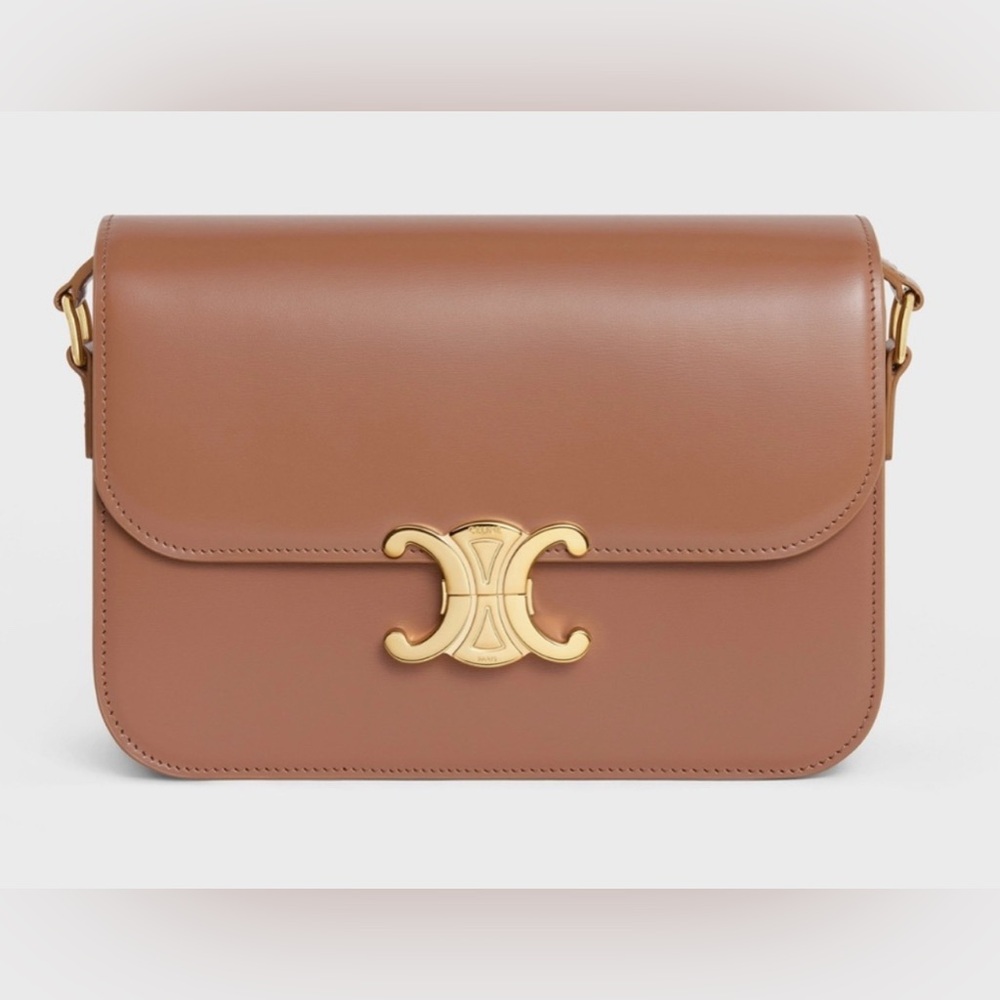 CELINE CLASSIQUE TRIOMPHE BAG IN NATURAL TAN CALFSKIN NWOT